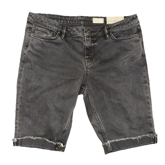 All Saints Bike Shorts Grey Black 31 Slim Fit Short Distressed Cuffed - Picture 1 of 12
